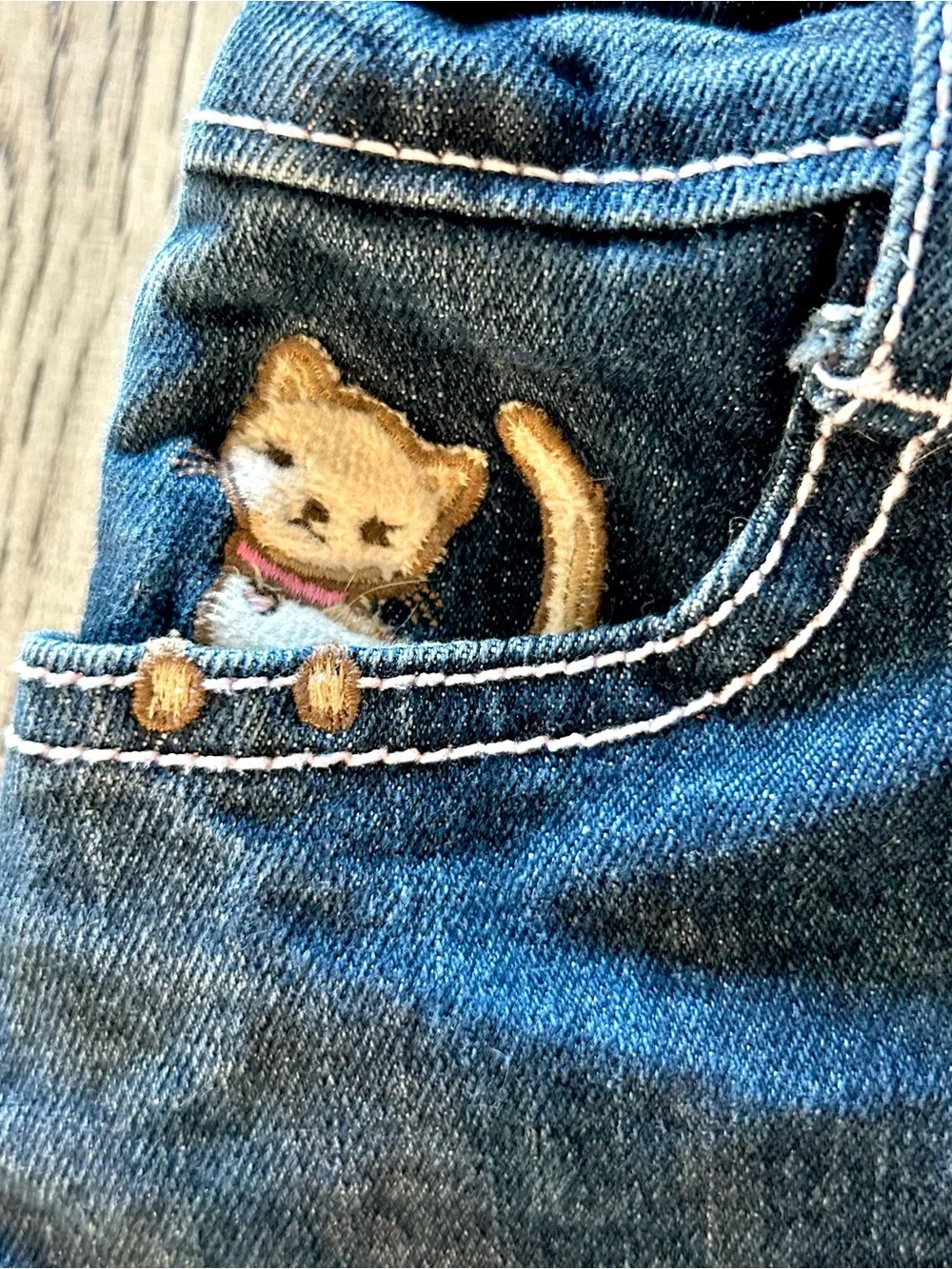 Gymboree Denim Mini Skirt Kitten Heart Embroidered Sz 12-18 EUC 2009